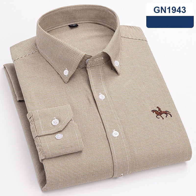 Chemise homme en coton — coupe slim, sans froissage, manches longues