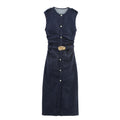 Elegant Sleeveless Pleated Dress with Belt Style Fashion Casual Women's Dress