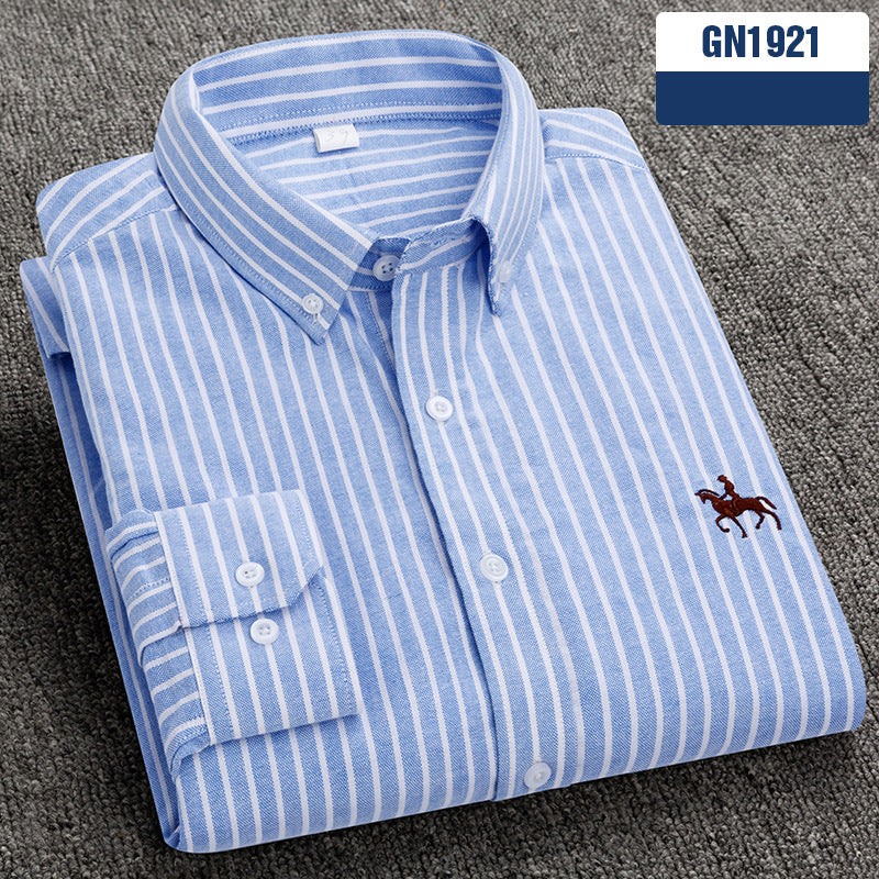Chemise homme en coton — coupe slim, sans froissage, manches longues