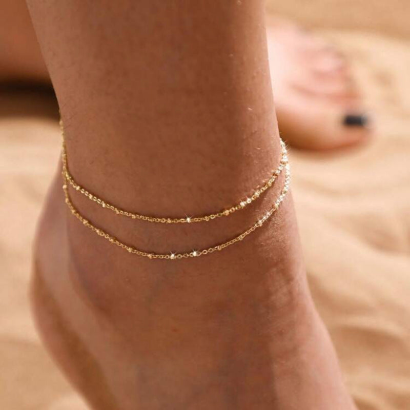 Multi-layer stacked ankle chain trendy chain beach foot accessory multi-piece set