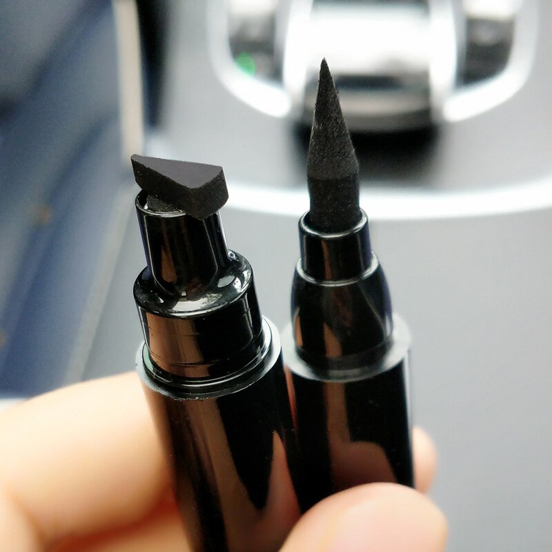 Cmaadu 2 In1 Stamp Seal Eyeliner Pen Waterproof Liquid Eyeliner Pencil Long Lasting Quick Dry Natural Make Up Black Liner