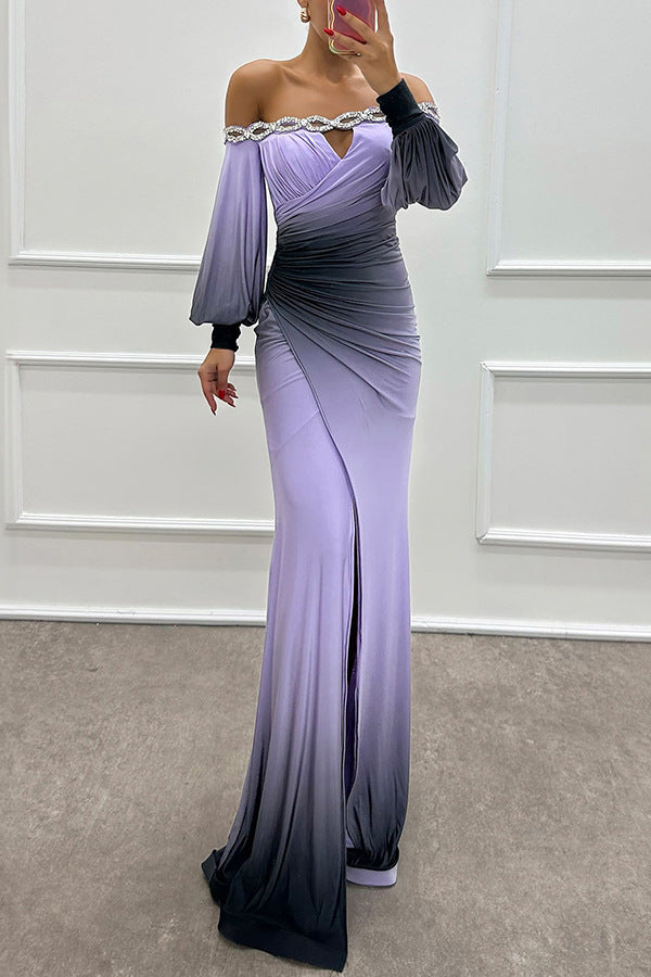 Chic Long Sleeve Off-Shoulder Printed Dress for Women  Casual Party Style Fashion Dress