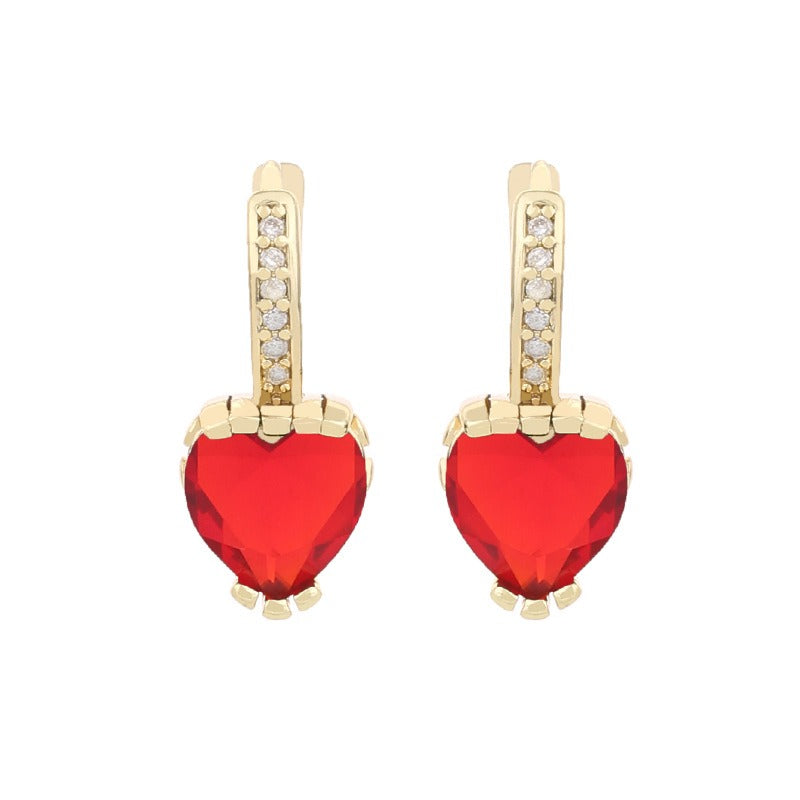 Fashion Heart Shaped Zircon Earrings