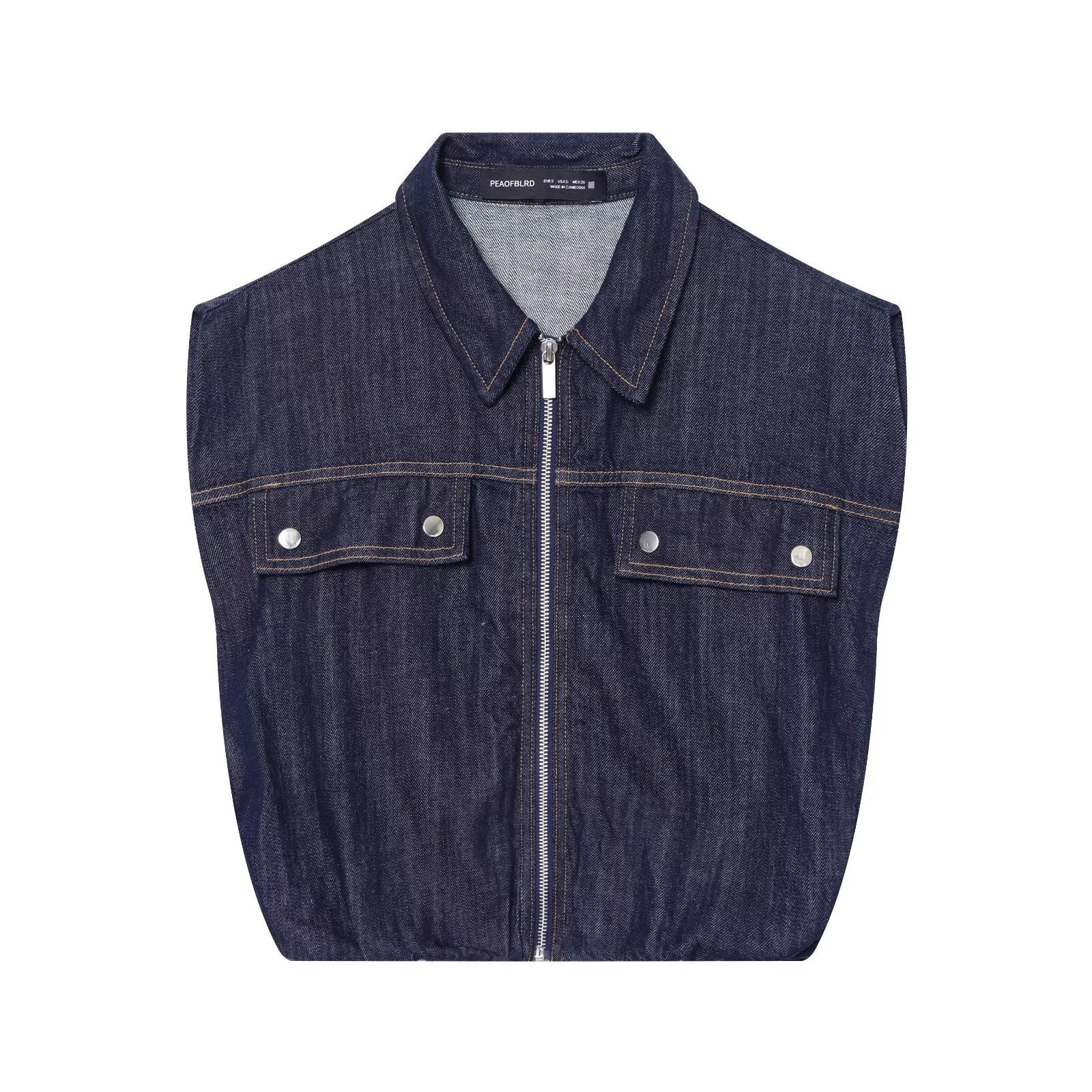 Sleeveless denim vest+denim suit
