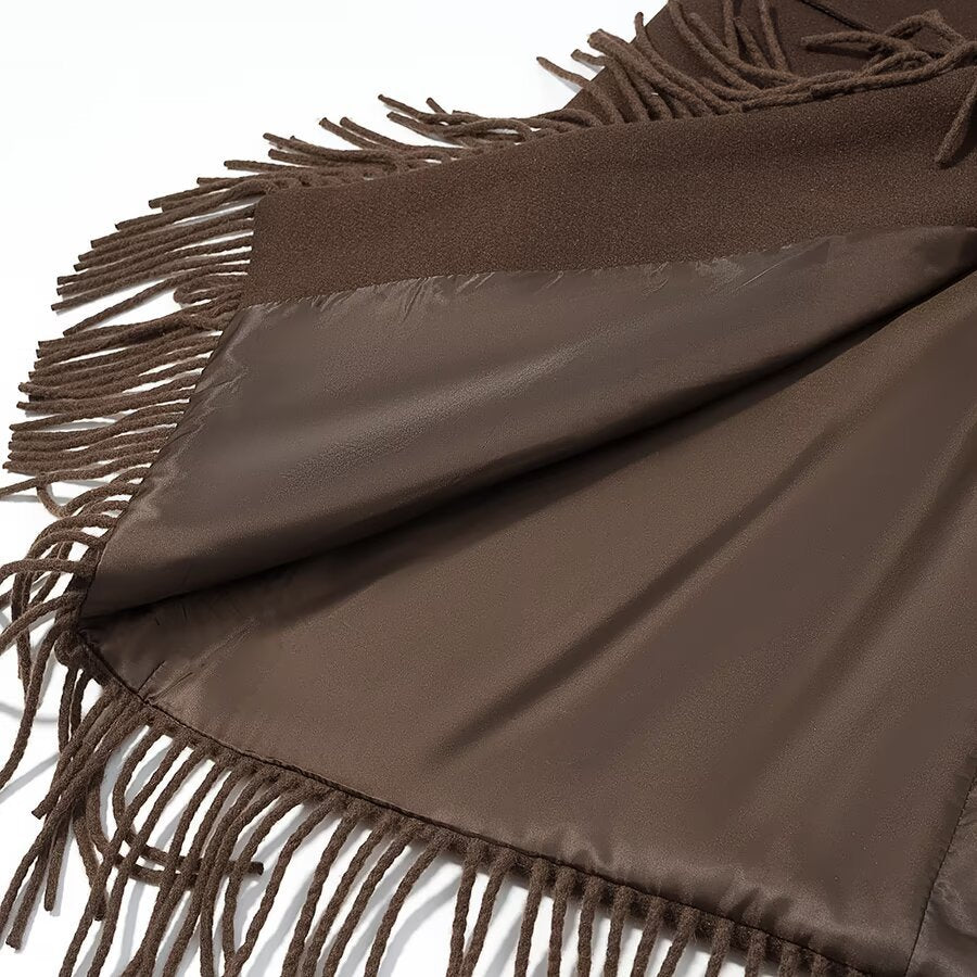 Chic Fringe Wool Coat Women's Fashion Casual Style Outerwear