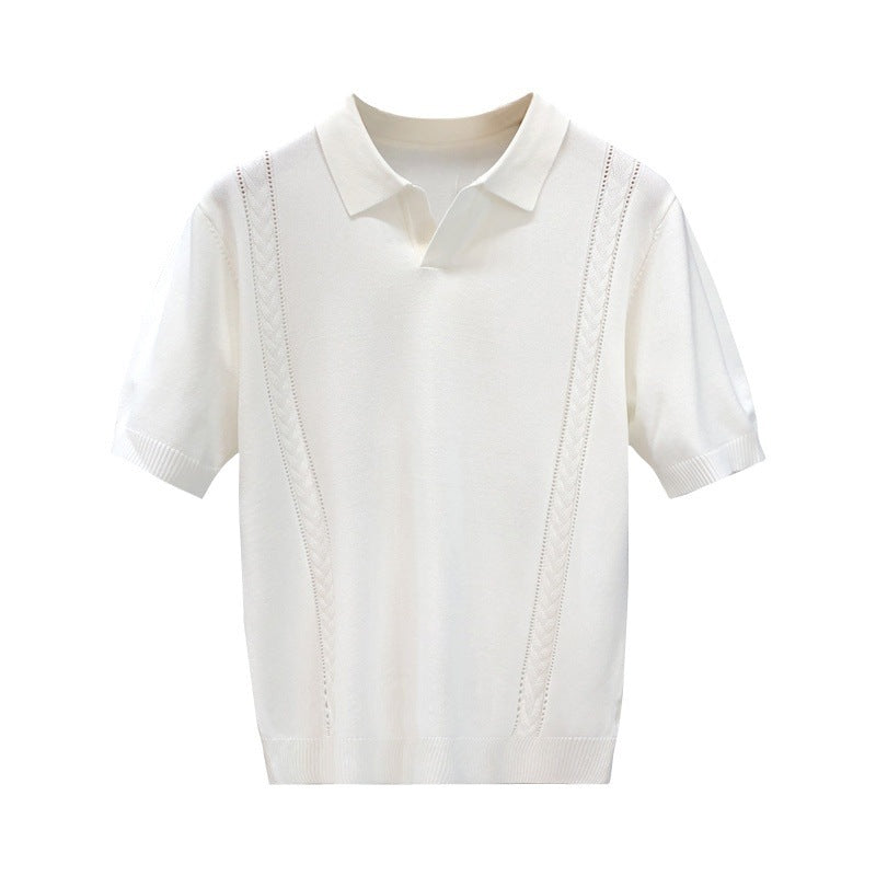 Summer thin half sleeved knitted shirt for men
