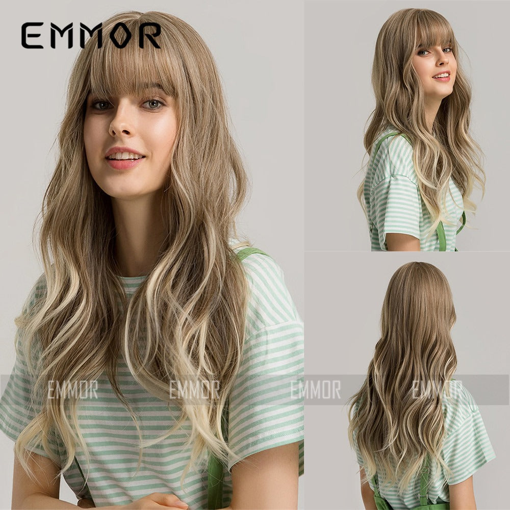 The Soft Romance – Long Curly Synthetic Wig with Bangs