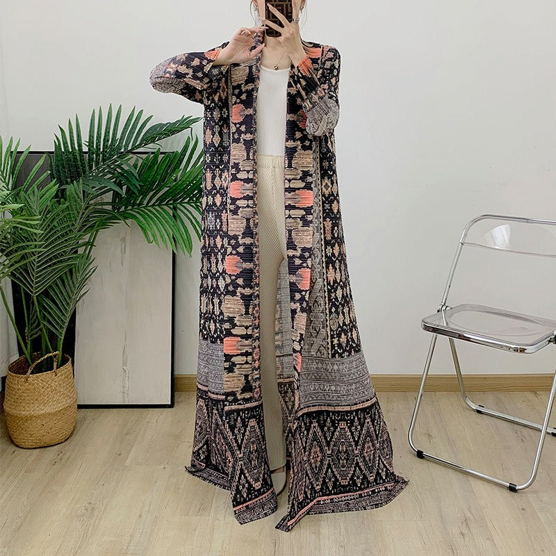 Wrinkled Robe Coat Cloak Printed Women's Fashion