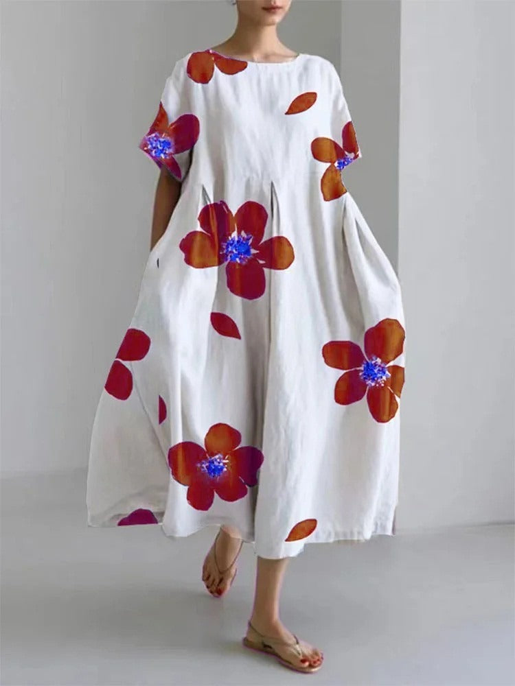 3D printing imitation cotton craft casual fashion women's dress