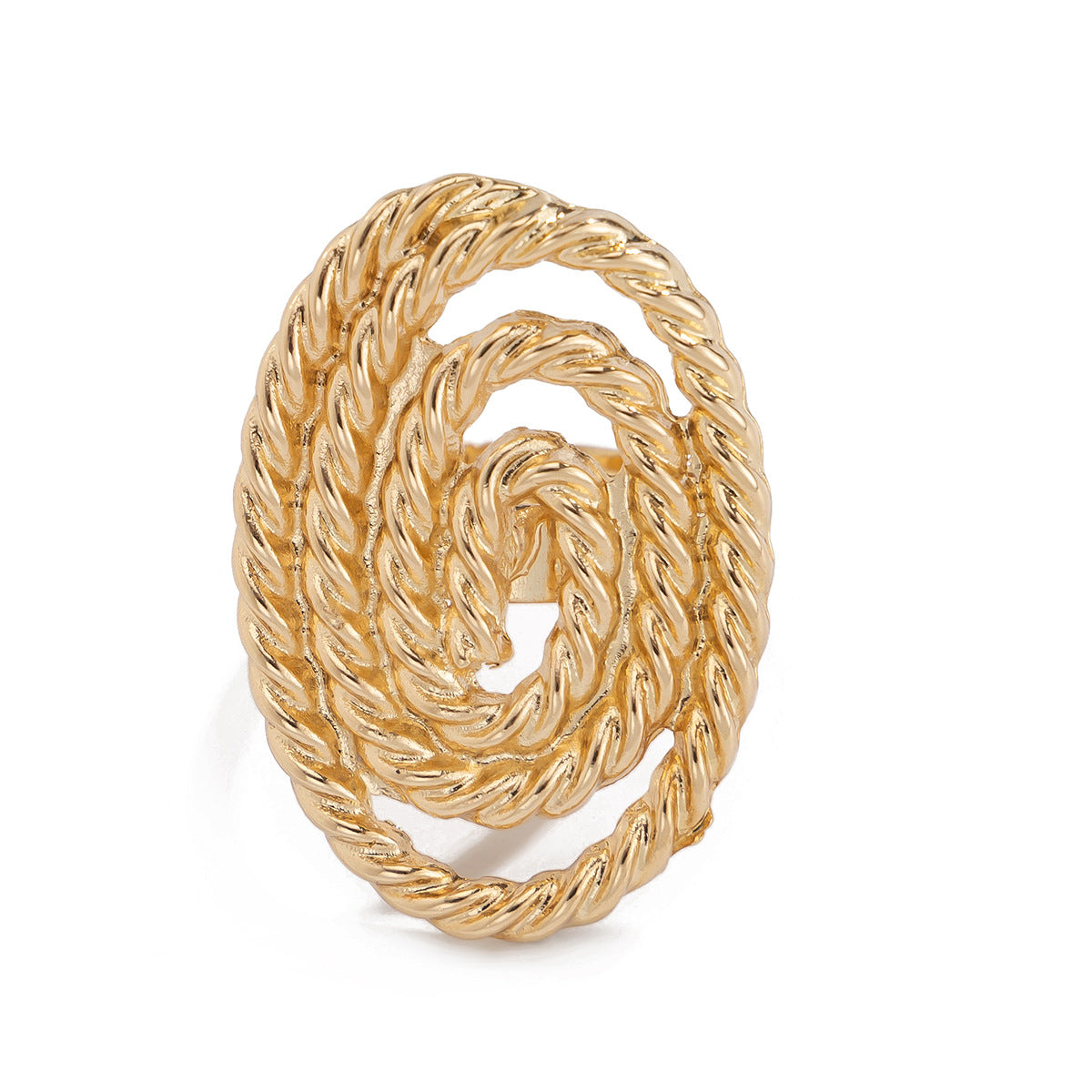 Geometric ripple imitation pearl ring, irregular elliptical alloy winding ring
