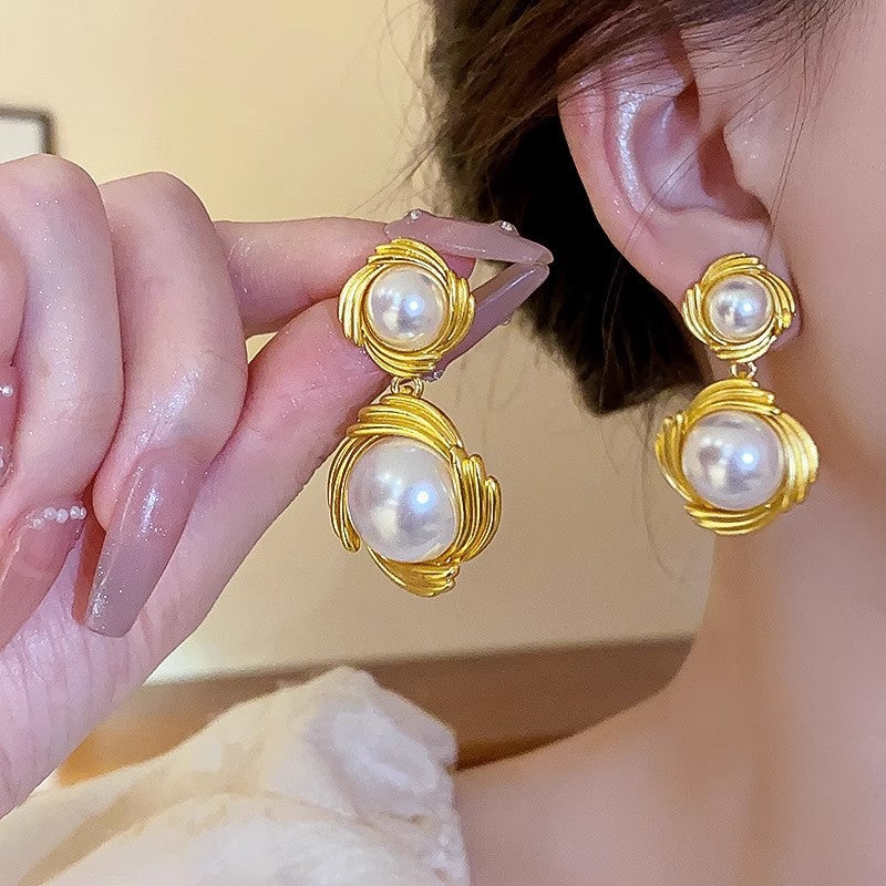 Retro Metal Stud Earrings Enamel Geometric irregularity for Women Jewerly
