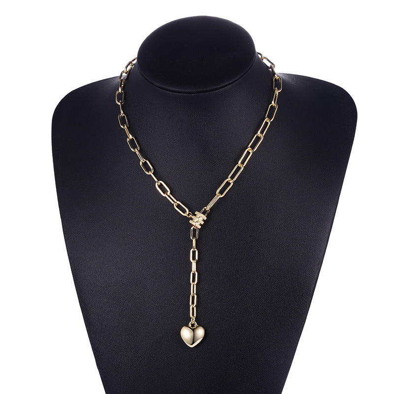Fashion Oval Chain Long Love Pendant Simple Classic Big Name Design Men and Women Necklace