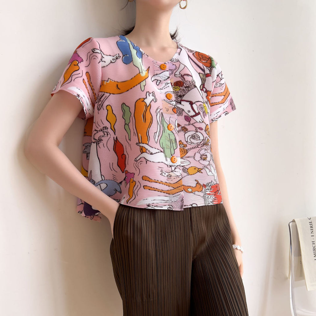 Casual Fashion Graffiti Print Short Sleeve Crew Neck T-Shirt