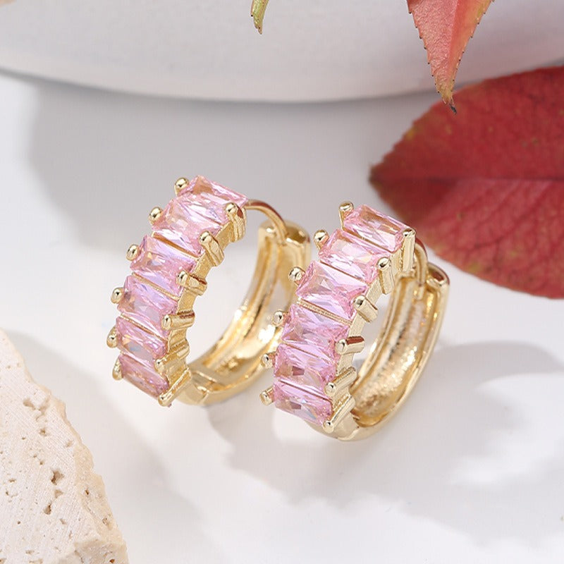 Fashion Gold Micro Set Zircon Earrings