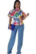 Royal Casual Printed Shirt Women's Fashion Outfit