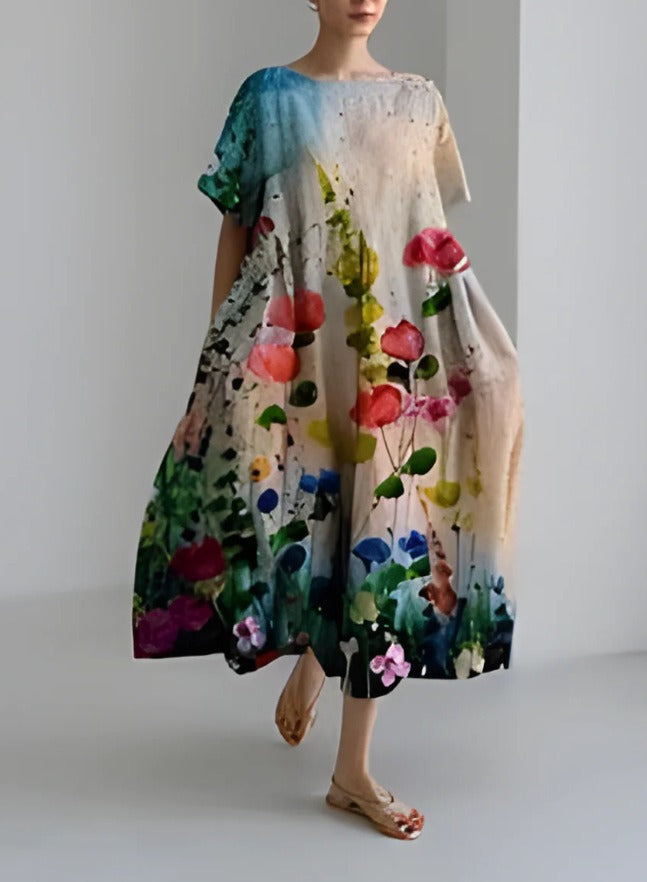 3D printing imitation cotton craft casual fashion women's dress