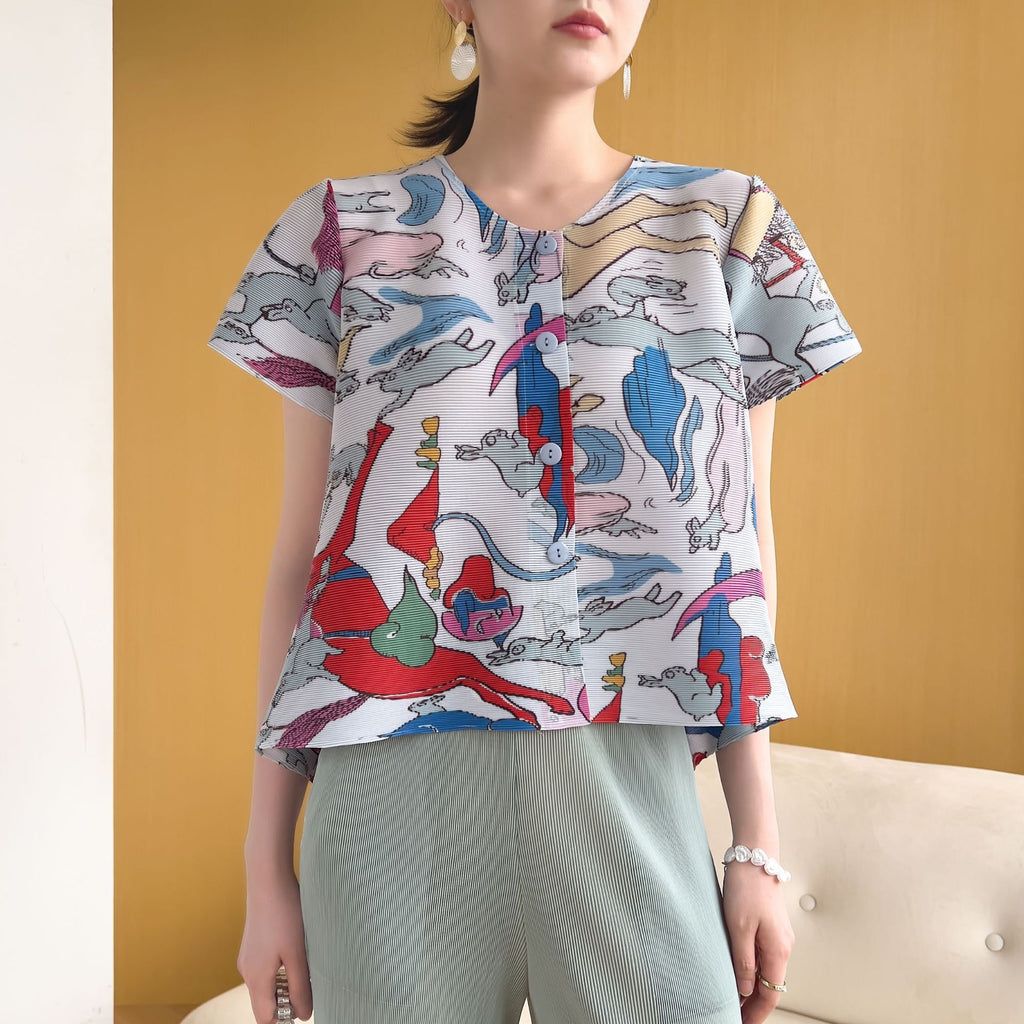 Casual Fashion Graffiti Print Short Sleeve Crew Neck T-Shirt