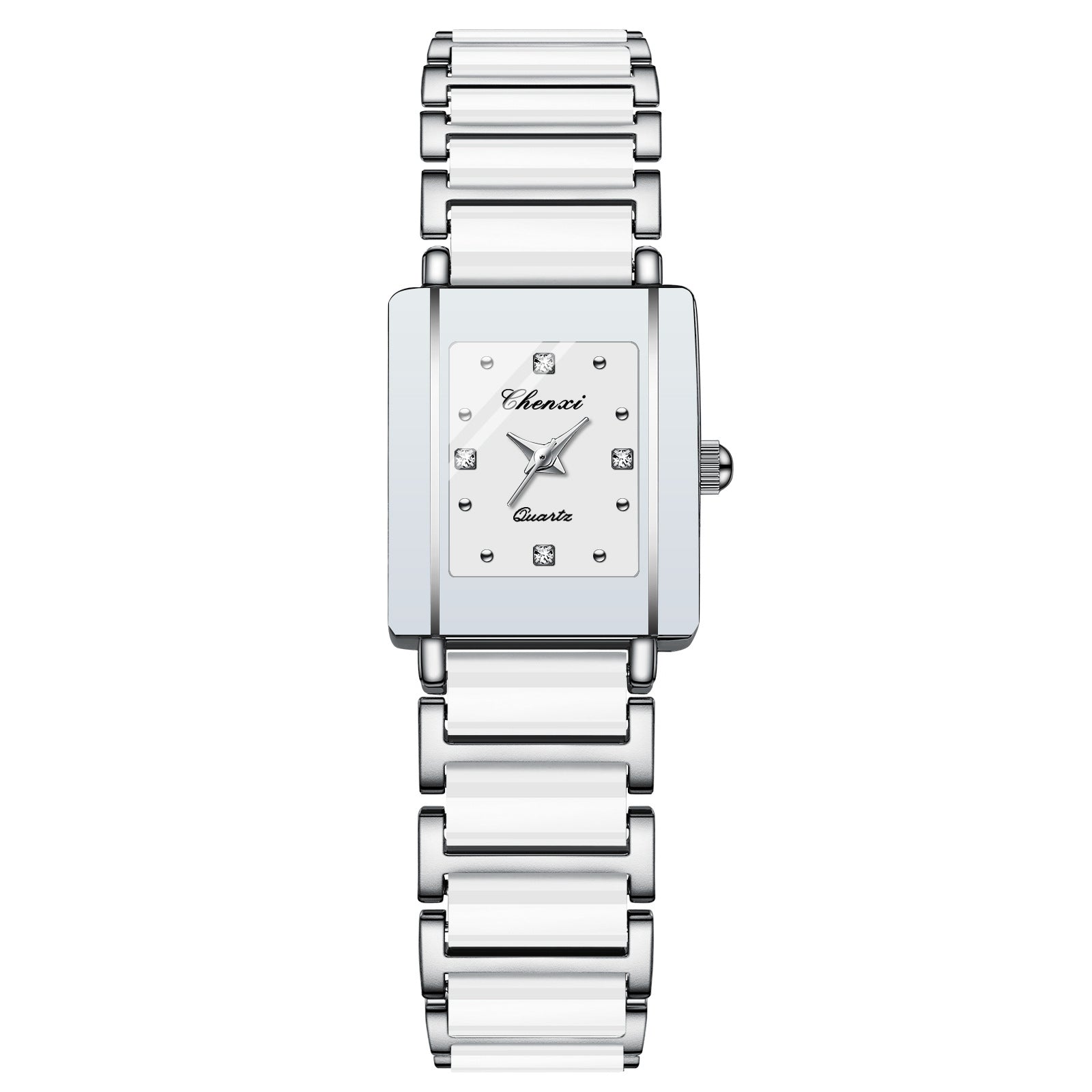 Square Couple Watch for Women and Men Ceramic Quartz Watch