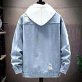 Spring and Autumn Fashion Casual Korean-Style Ripped Men's Denim Jacket, Washed Solid Color Denim Coat