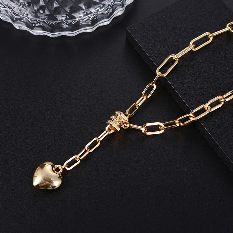 Fashion Oval Chain Long Love Pendant Simple Classic Big Name Design Men and Women Necklace