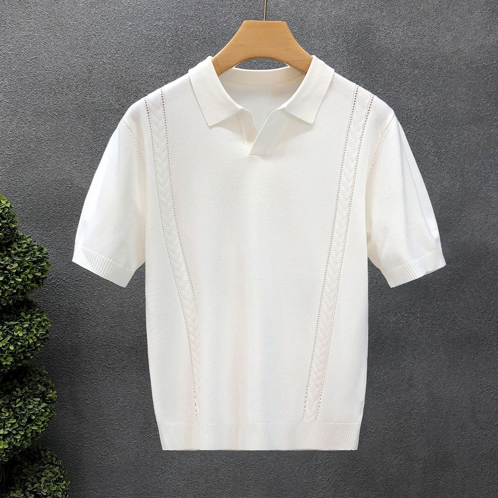 Summer thin half sleeved knitted shirt for men