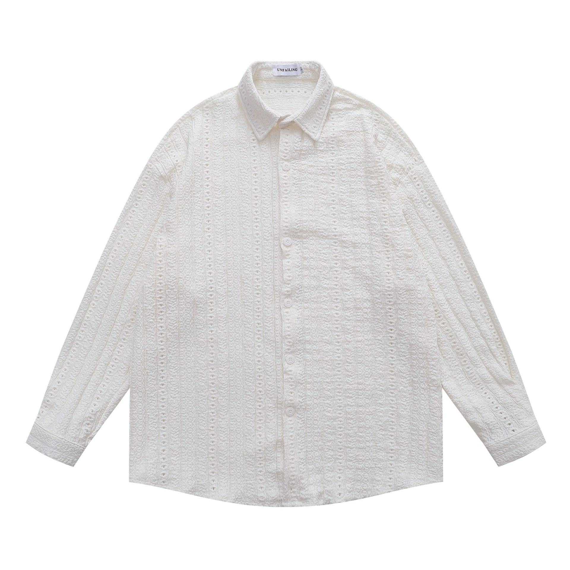 Retro Hollow-out Striped Long-sleeved Shirt for Men and Women