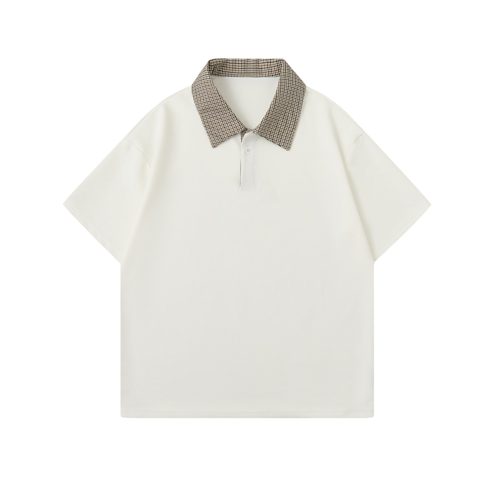 Classic Checkered Polo Shirt for Men, Casual Loose Fit, Trendy Couple's Short Sleeve Top