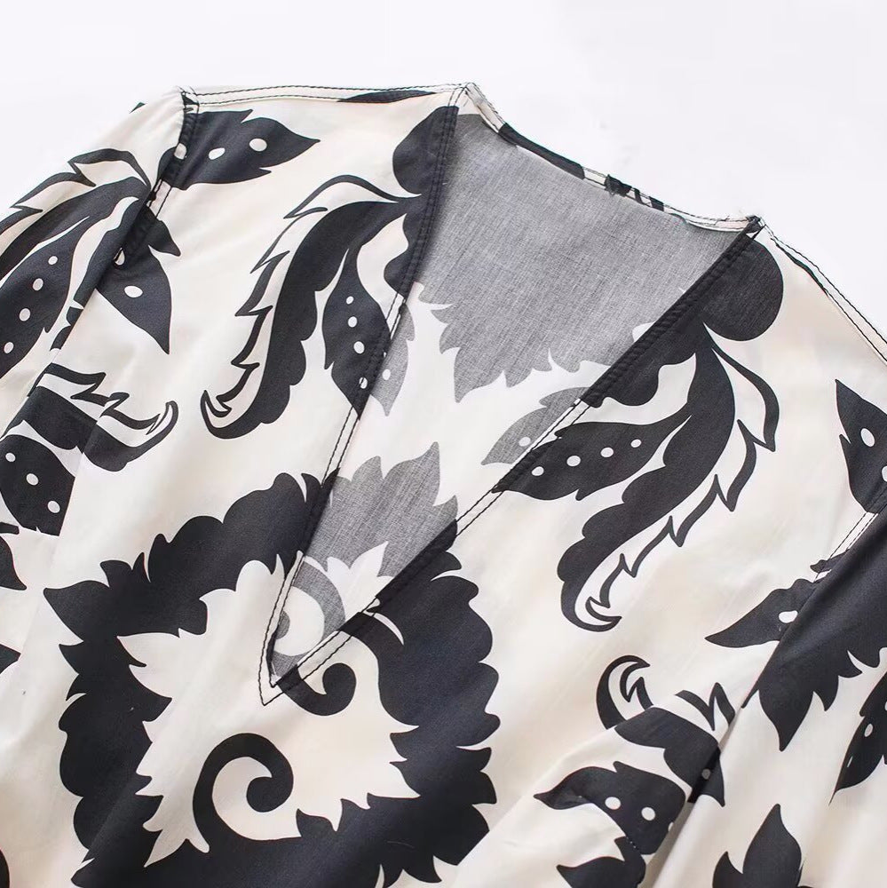 Long Sleeve Printed Dress for Women, Casual Fashion Design
