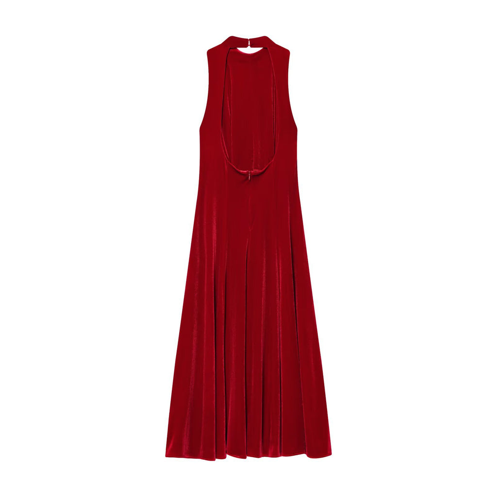 New Women's Fashion Classic Velvet Midi Dress