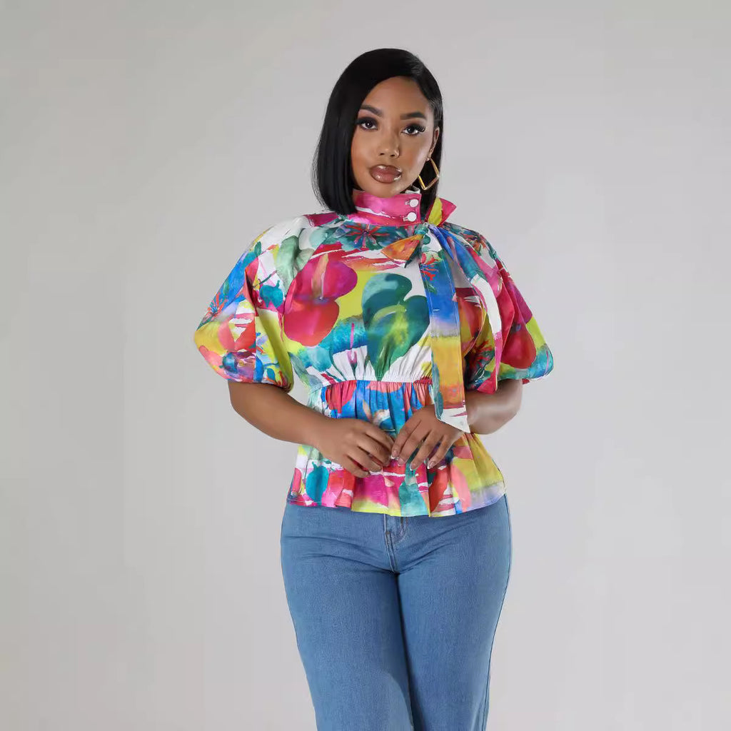 Royal Casual Printed Shirt Women's Fashion Outfit