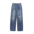 Women's Fashion Casual High Waist Curved Hem Denim Pants