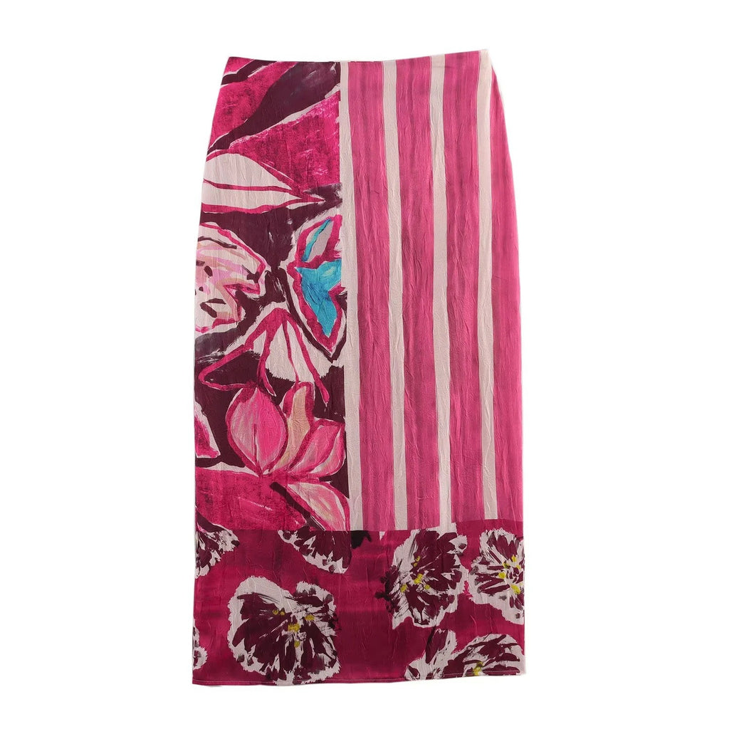 Elegant Fashion Printed Silk Feel Midi Dress