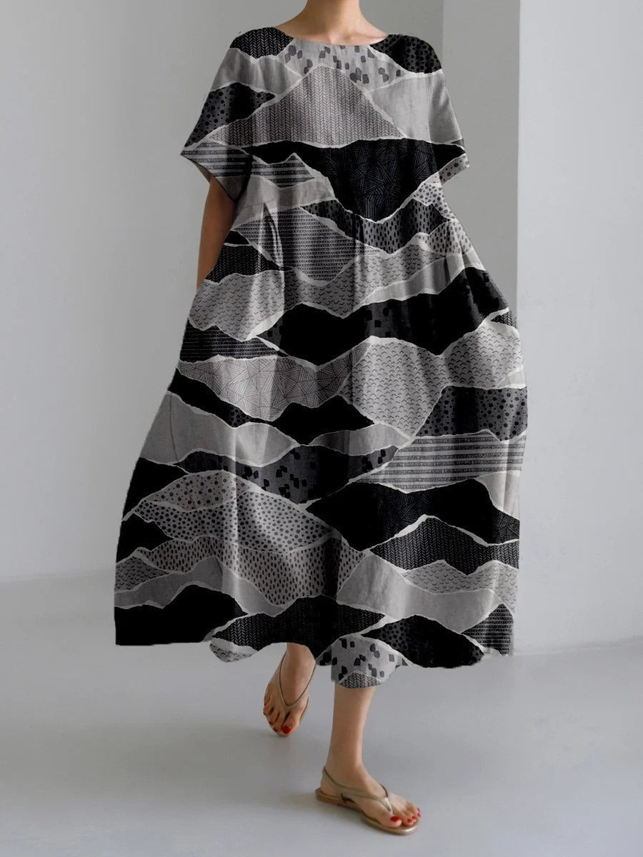 3D printing imitation cotton craft casual fashion women's dress