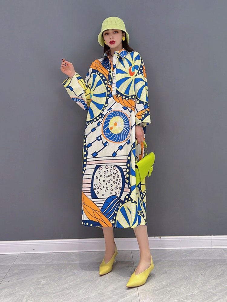 Summer New Fashion Dress Casual Printed Shirt Slit Women's Clothing