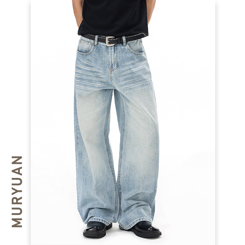 Casual Washed Denim Pants for Men and Women
