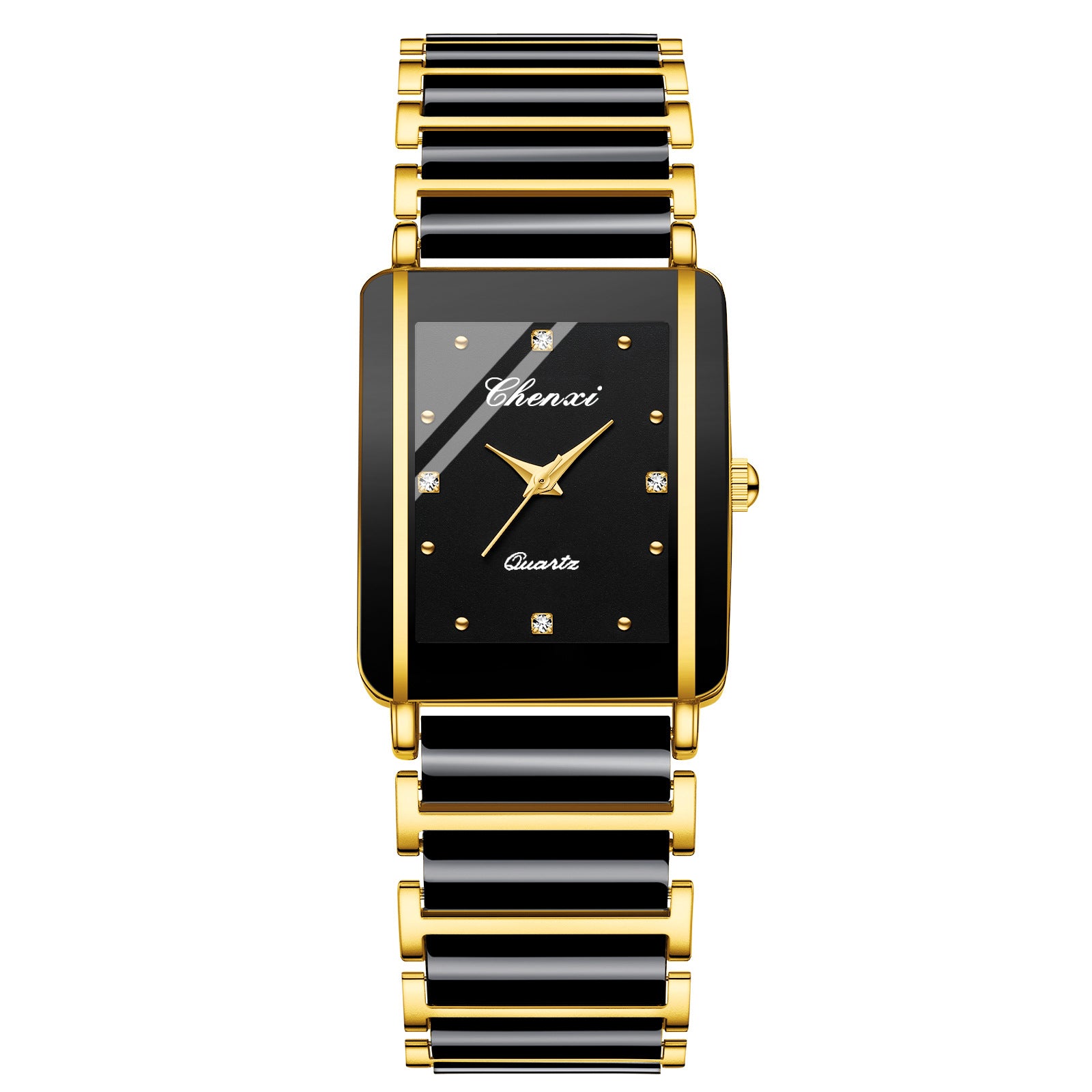 Square Couple Watch for Women and Men Ceramic Quartz Watch