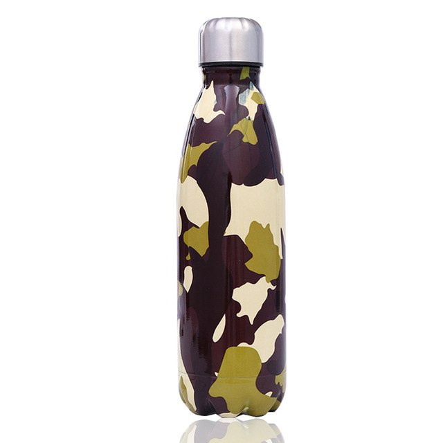 Pawaca Camouflage Type Stainless Steel Portable Sports Water Bottle Creative Coke Bottle 500ml Cola Shape Travel Bottle