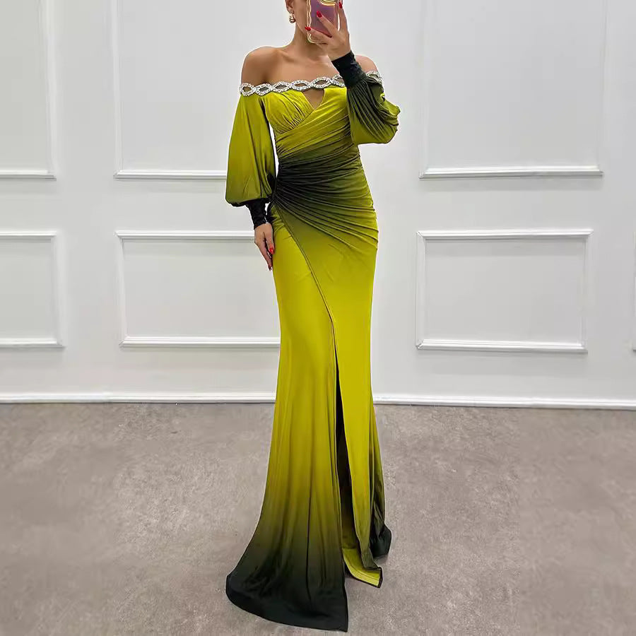Chic Long Sleeve Off-Shoulder Printed Dress for Women  Casual Party Style Fashion Dress