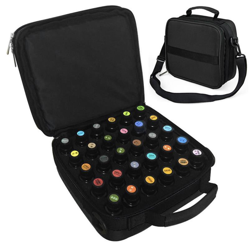 42 Bottles Essential Oil Carrying Case Make Up Storage Bag Double Zipper Cosmetic Bag 3 Colors For Traveling Sturdy