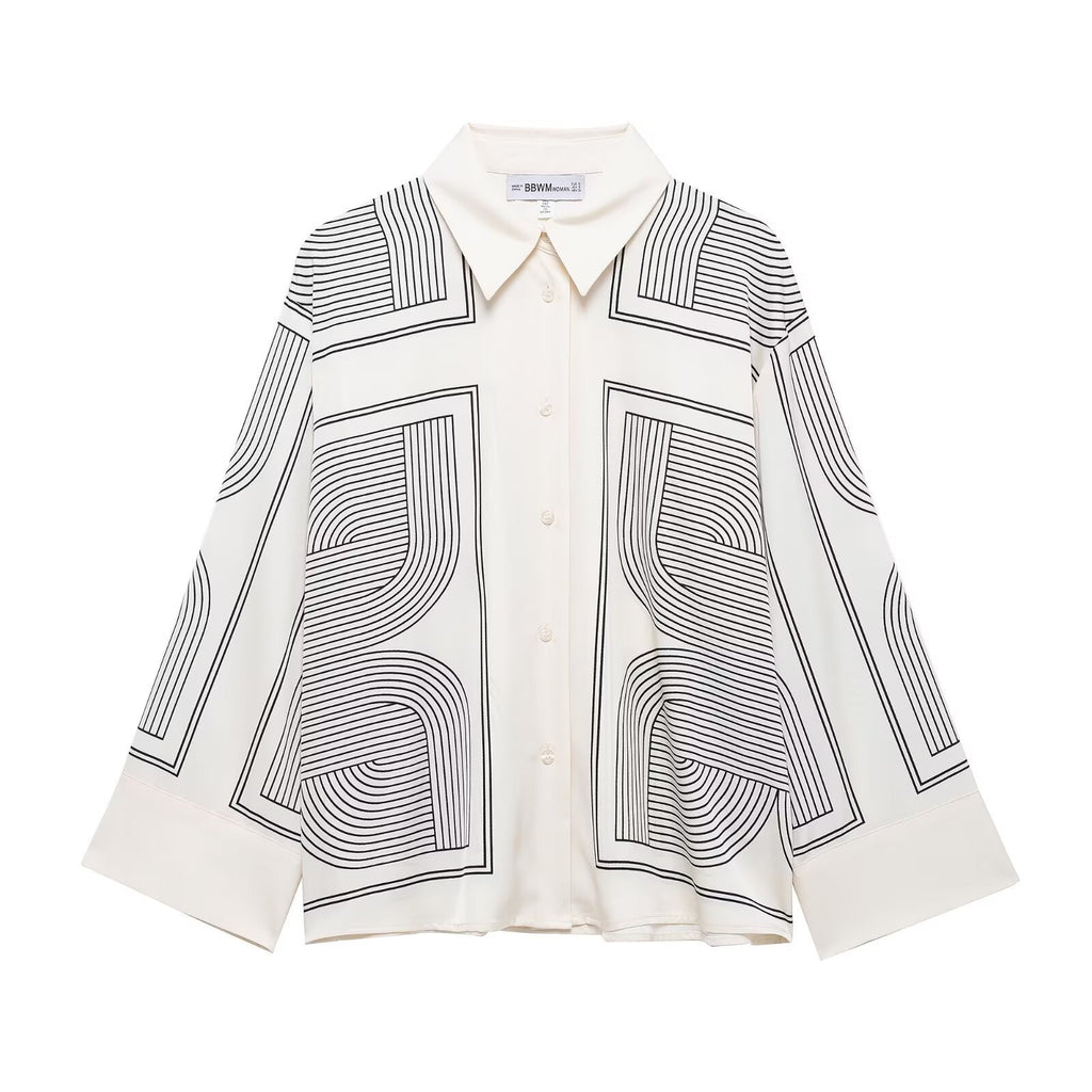 Fashion printed twill shirt+pants set
