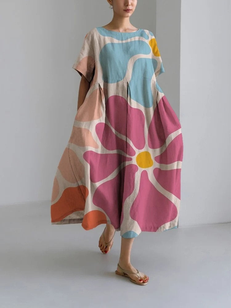 3D printing imitation cotton craft casual fashion women's dress