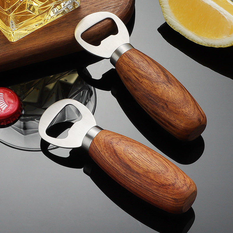 304 stainless steel beer bottle opener, household beer bottle opener, kitchen rosewood manual creative bottle opener