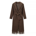 Chic Fringe Wool Coat Women's Fashion Casual Style Outerwear