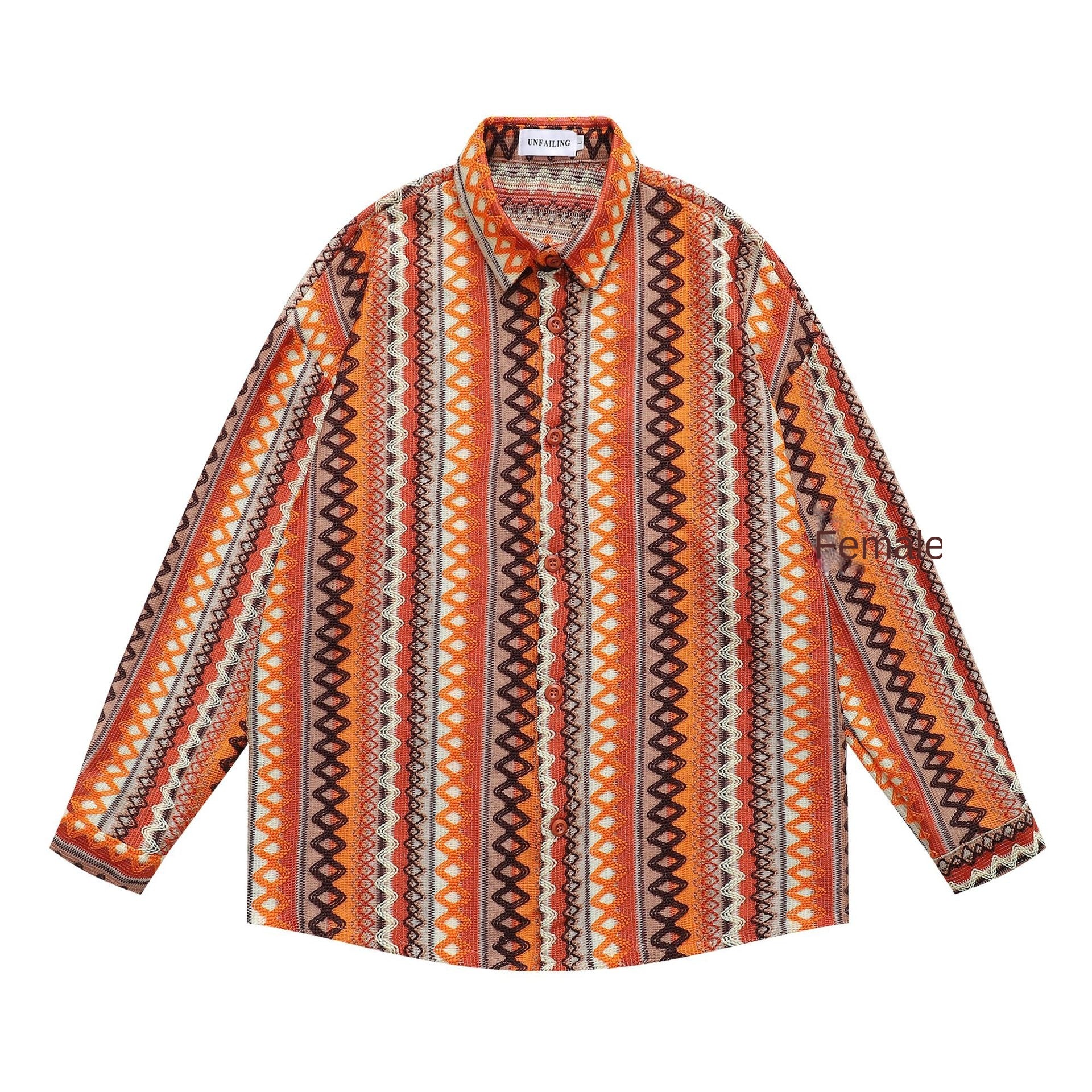Ethnic Hollow-out Long-sleeved Shirt for Men and Women