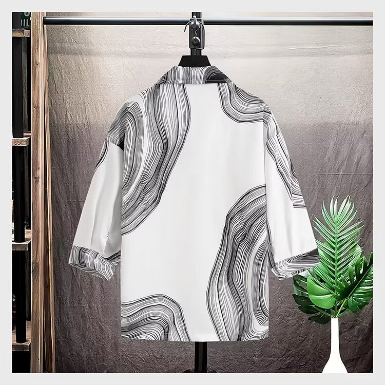 Summer ice silk short sleeved shirt for men
