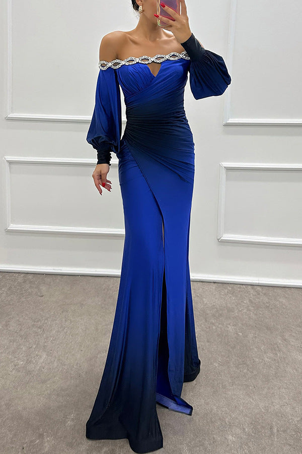 Chic Long Sleeve Off-Shoulder Printed Dress for Women  Casual Party Style Fashion Dress
