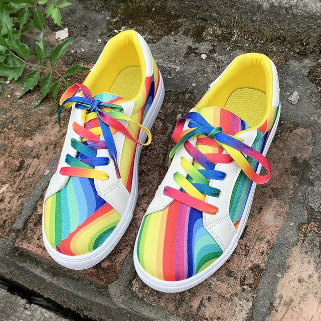 Rainbow fashion casual color gradient women's sports single shoes