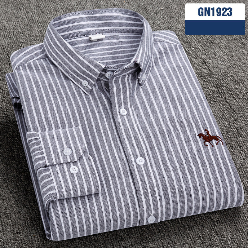 Chemise homme en coton — coupe slim, sans froissage, manches longues