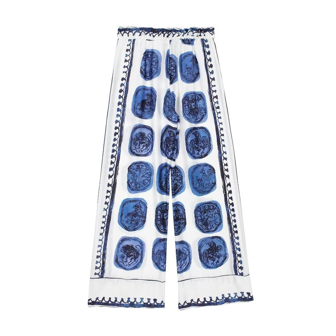 Fashion printed shirt and casual pants