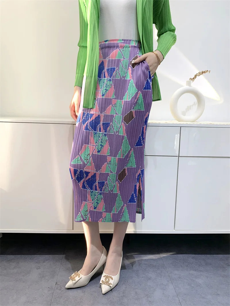 Women  Summer New Fashion Digital Printing Split Comfort and Casual Pleated  Women dress
